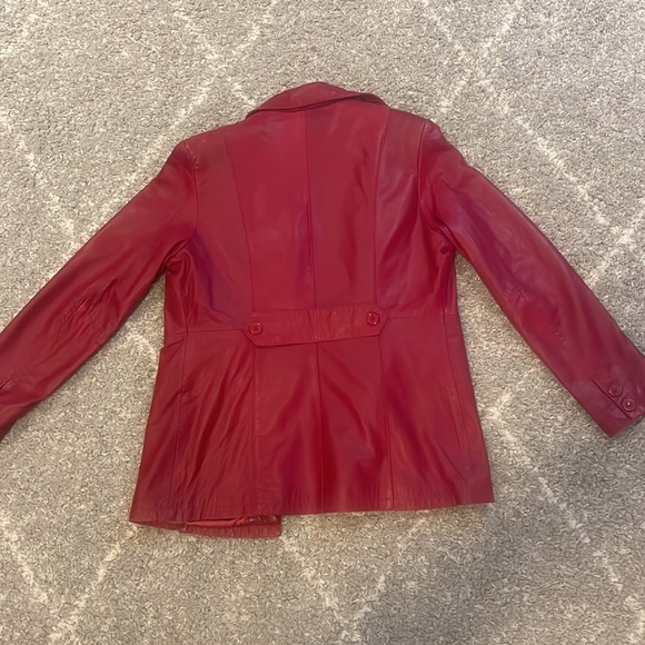 Red Genuine Leather Jacket - Oscar Leopold - Picture 9 of 10